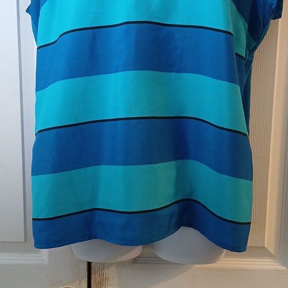 The Limited royal blue turquoise cap sleeve blouse Sz L - Picture 2 of 5